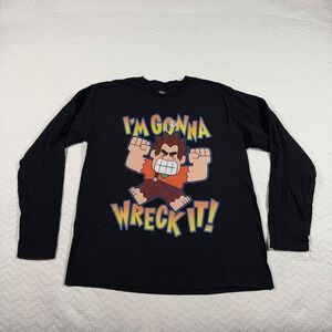Disney Wreck It Ralph Its Gonna Wreck‎ It Mens Medium Black Long Sleeve T Shirt